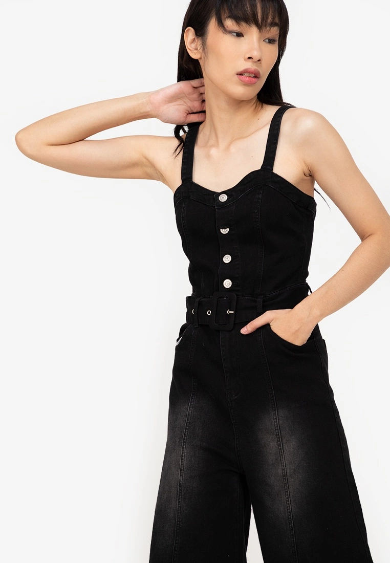 ZALORA BASICS Button Front Culotte Jumpsuit - Billede 3