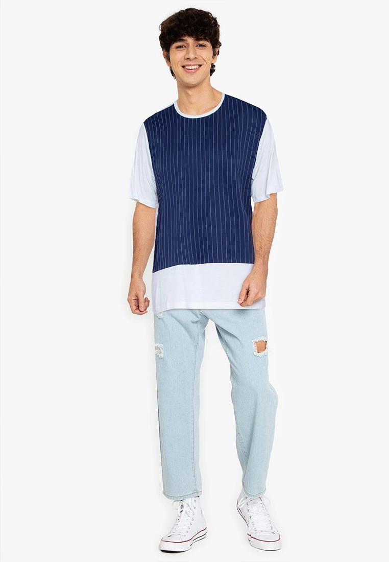 ZALORA BASICS Poplin-Panelled T-Shirt - Billede 4