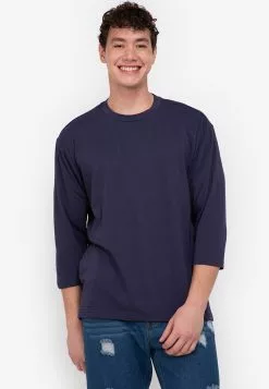 ZALORA BASICS Contrast Side Slit T-Shirt