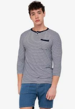 ZALORA BASICS Striped Henley Tee