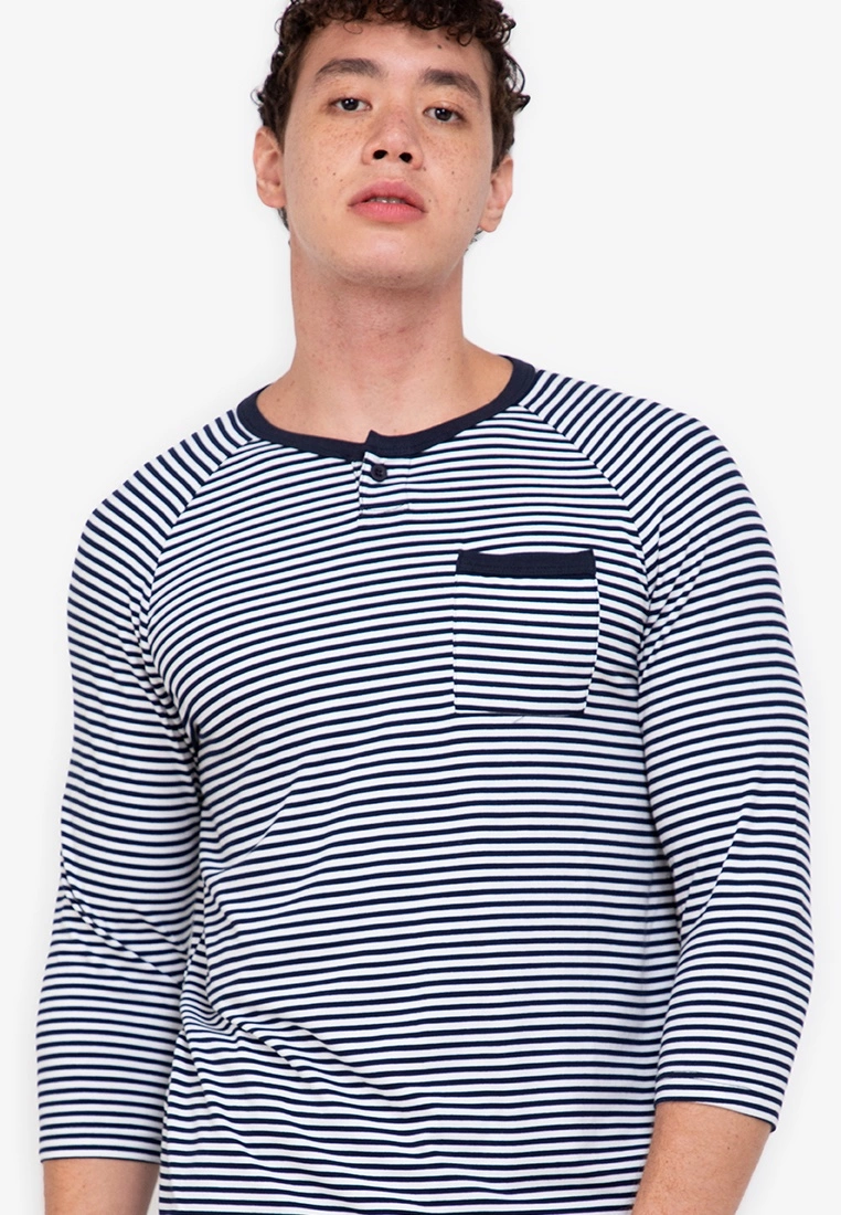 ZALORA BASICS Striped Henley Tee - Billede 3