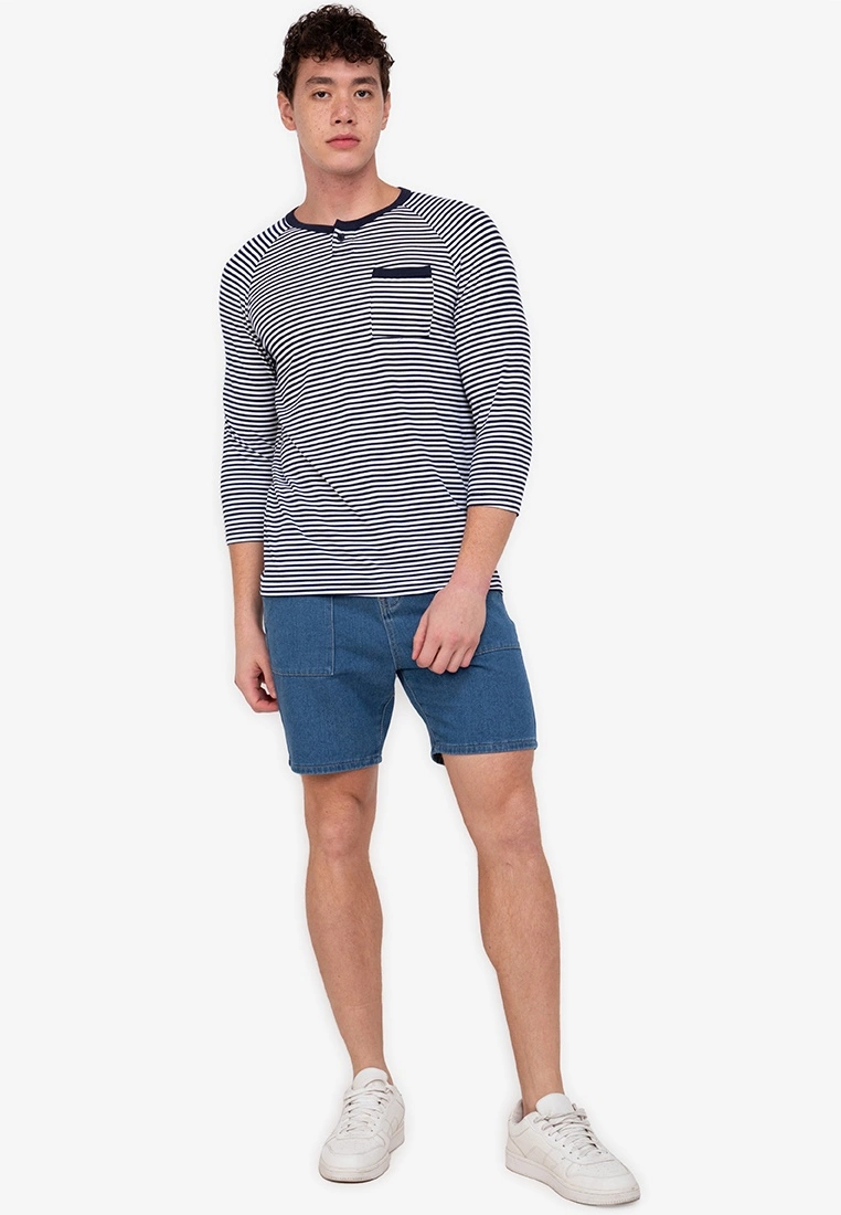ZALORA BASICS Striped Henley Tee - Billede 4