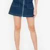 ZALORA BASICS Contrast Stitch Zip Up Denim Skirt
