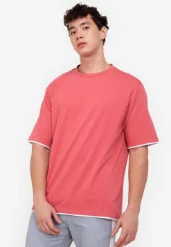 ZALORA BASICS Contrast Hem Trim T-Shirt