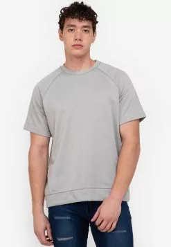 ZALORA BASICS Tonal Stitch Raglan T-Shirt