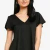 ZALORA BASICS V Neck Frill Top
