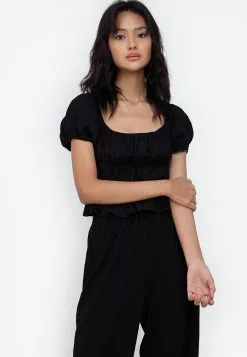 ZALORA BASICS Puff Sleeve Crop Top