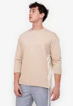 ZALORA BASICS Contrast Side Slit T-Shirt