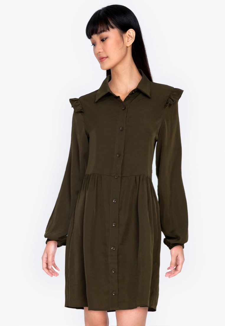ZALORA BASICS Frill Detail Shirt Dress