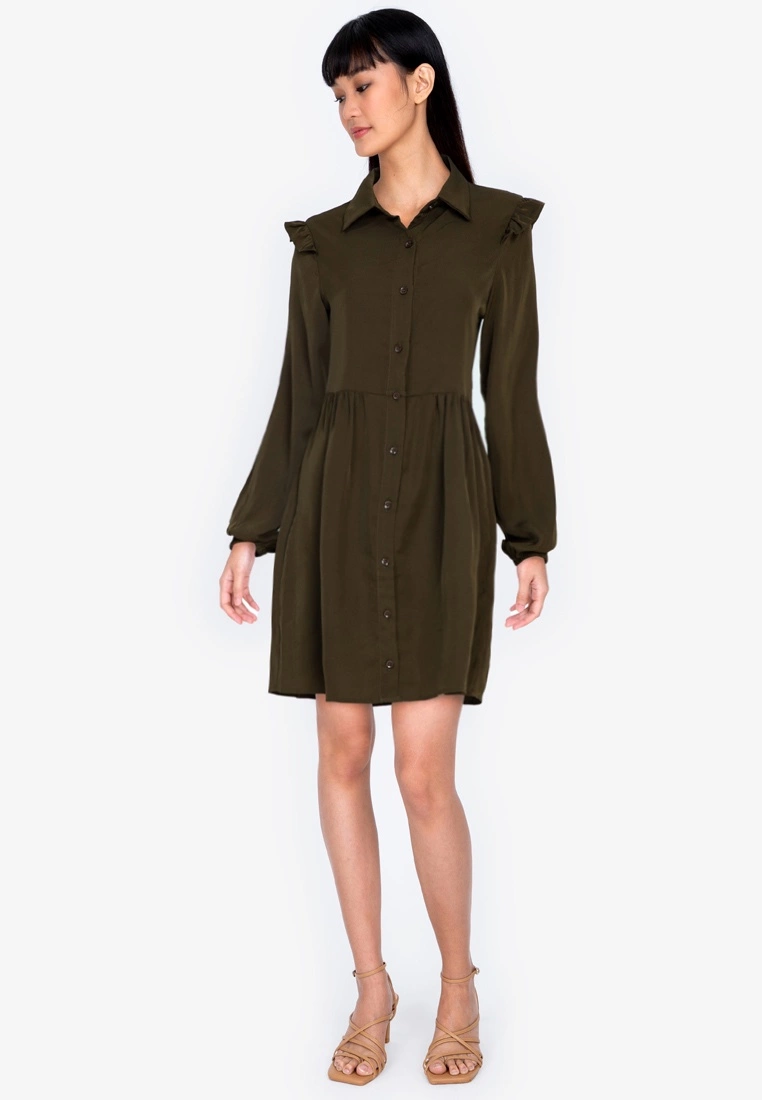 ZALORA BASICS Frill Detail Shirt Dress - Billede 4