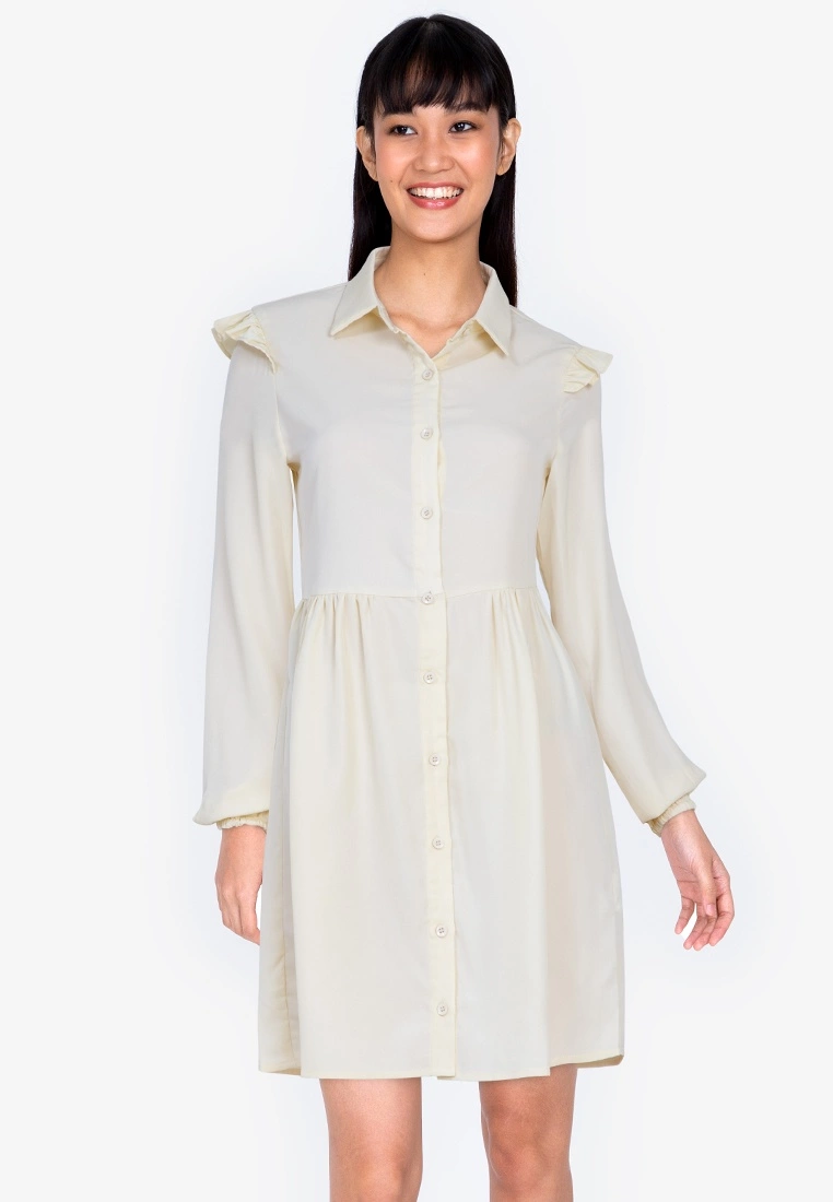 ZALORA BASICS Frill Detail Shirt Dress