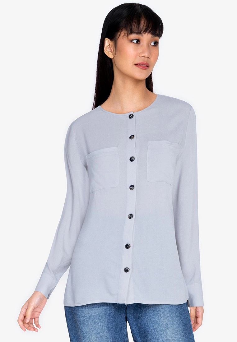 ZALORA BASICS Double Pocket Blouse