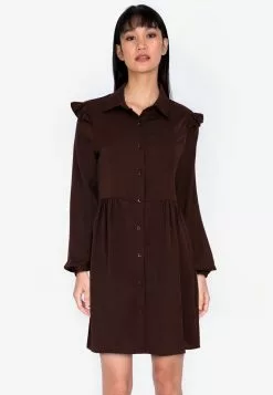 ZALORA BASICS Frill Detail Shirt Dress