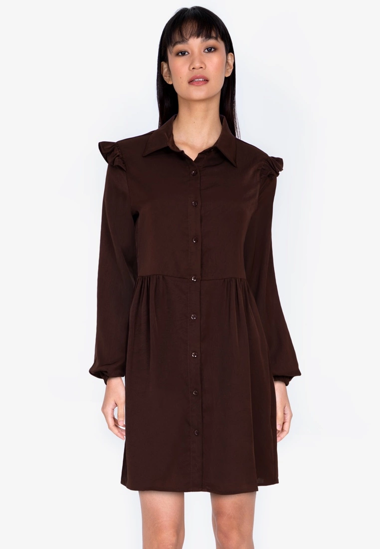 ZALORA BASICS Frill Detail Shirt Dress