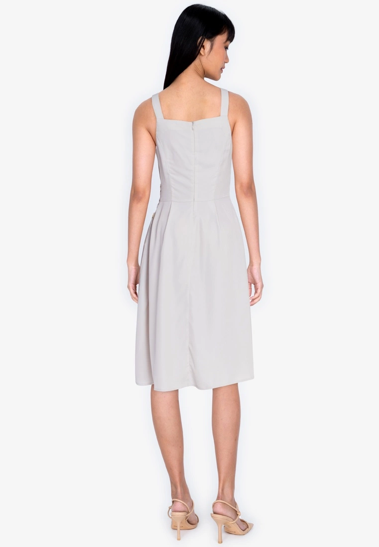 ZALORA BASICS Straight Neck Button Detail Midi Dress - Billede 2