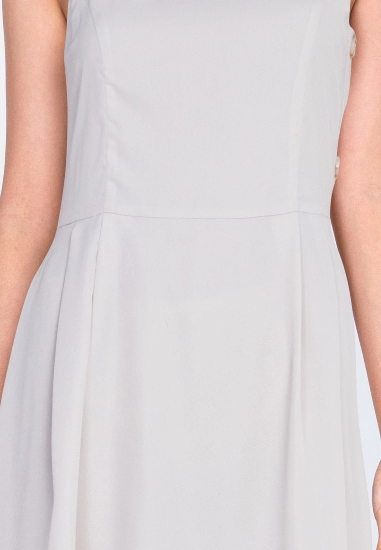 ZALORA BASICS Straight Neck Button Detail Midi Dress - Billede 3