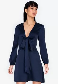 ZALORA BASICS Bow Front Satin Dress