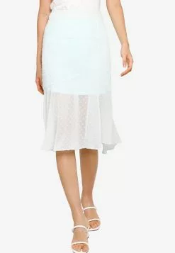 ZALORA BASICS Textured Chiffon Midi Skirt with Slit