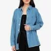 ZALORA BASICS Raw Hem Denim Overshirt Jacket