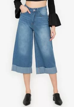 ZALORA BASICS Cuffed Denim Culottes
