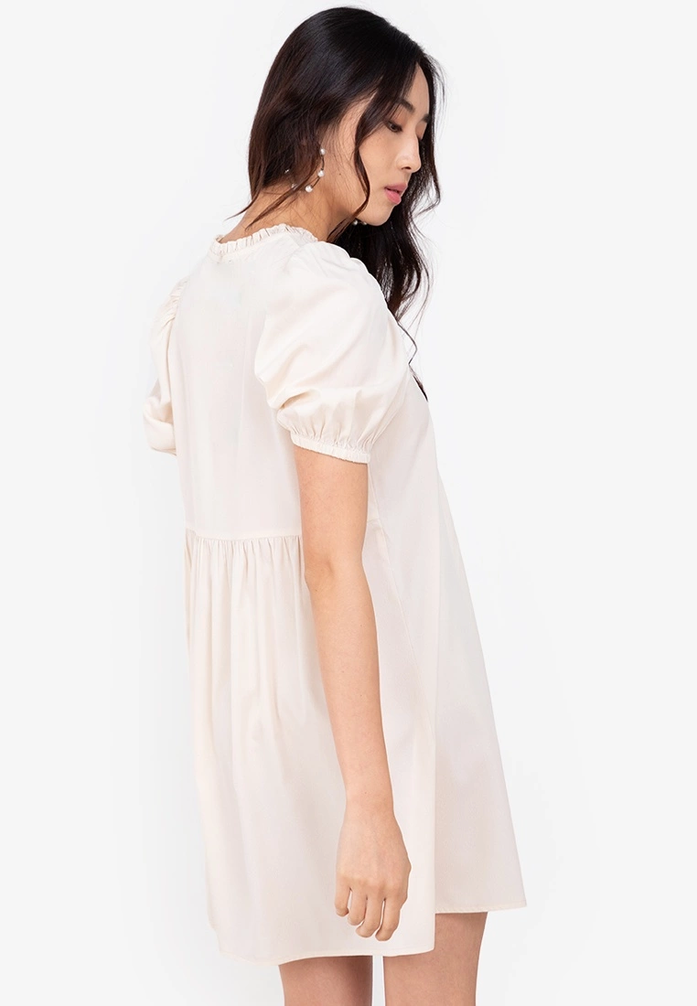 ZALORA BASICS Puff Sleeve Keyhole Front Mini Dress - Billede 2