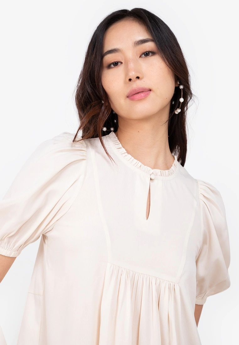 ZALORA BASICS Puff Sleeve Keyhole Front Mini Dress - Billede 3