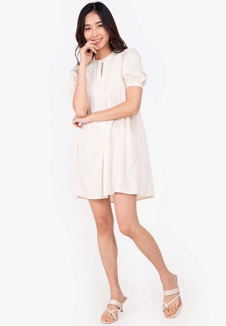 ZALORA BASICS Puff Sleeve Keyhole Front Mini Dress - Billede 4