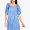ZALORA BASICS Square Neck Chambray Dress