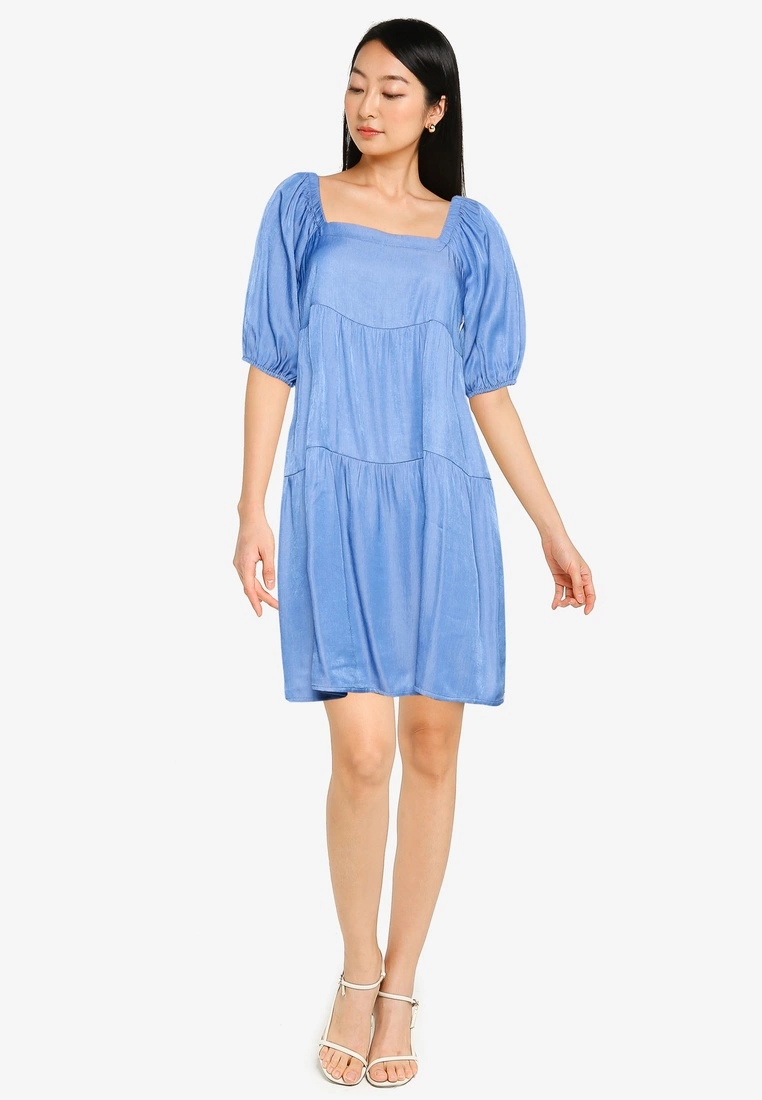 ZALORA BASICS Square Neck Chambray Dress - Billede 4