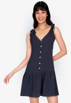 ZALORA BASICS Tie Strap Flutter Hem Dress