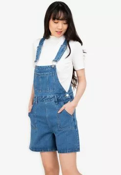 ZALORA BASICS Basic Patch Pocket Denim Dungarees