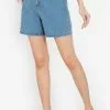 ZALORA BASICS High Rise Straight Leg Denim Shorts