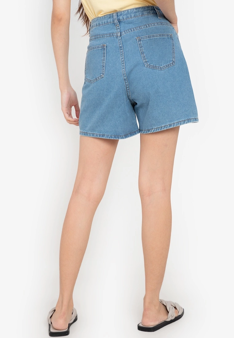 ZALORA BASICS High Rise Straight Leg Denim Shorts - Billede 2
