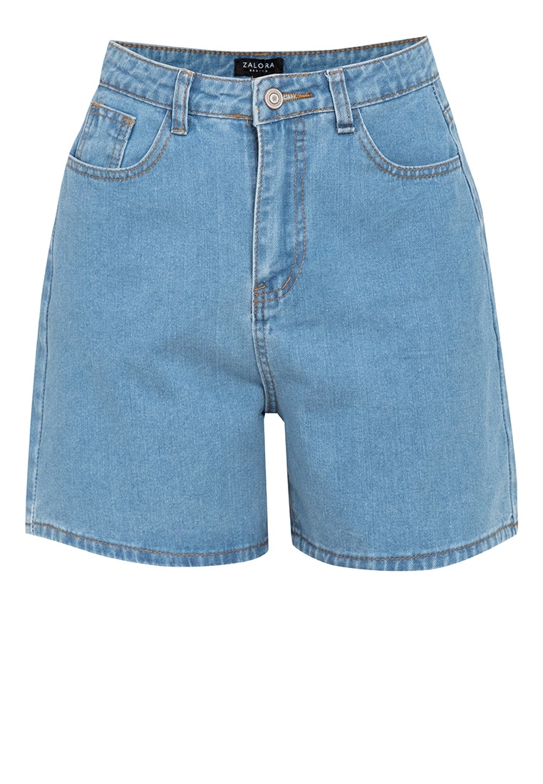 ZALORA BASICS High Rise Straight Leg Denim Shorts - Billede 5