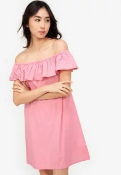 ZALORA BASICS Off Shoulder Ruffle Dress