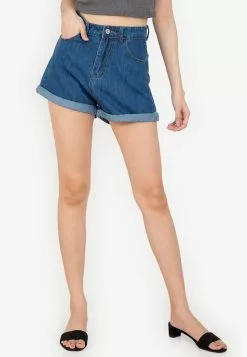 ZALORA BASICS Mom Fit Denim Shorts