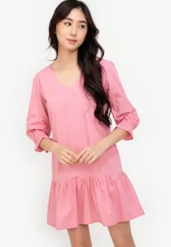ZALORA BASICS Ruffle Hem Drop Waist Dress