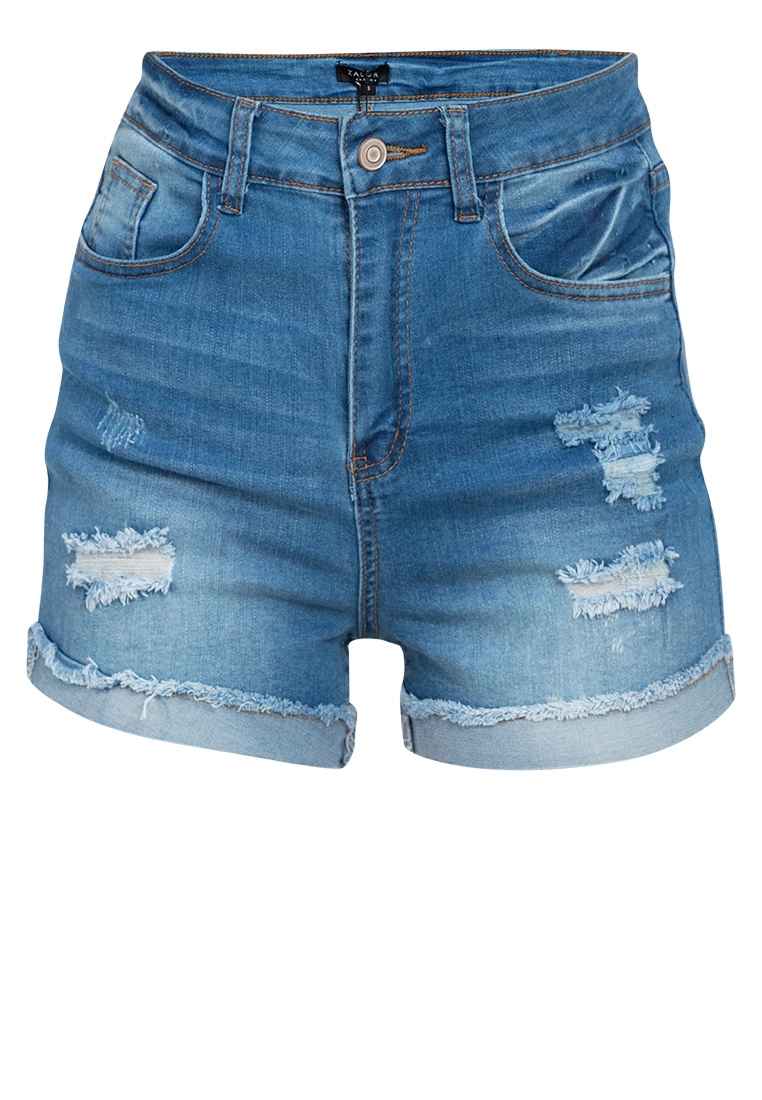 ZALORA BASICS High Rise Roll Up Ripped Denim Shorts - Billede 5