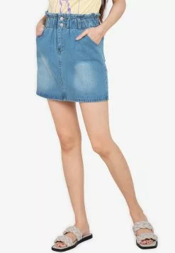 ZALORA BASICS Paperbag Denim Skirt