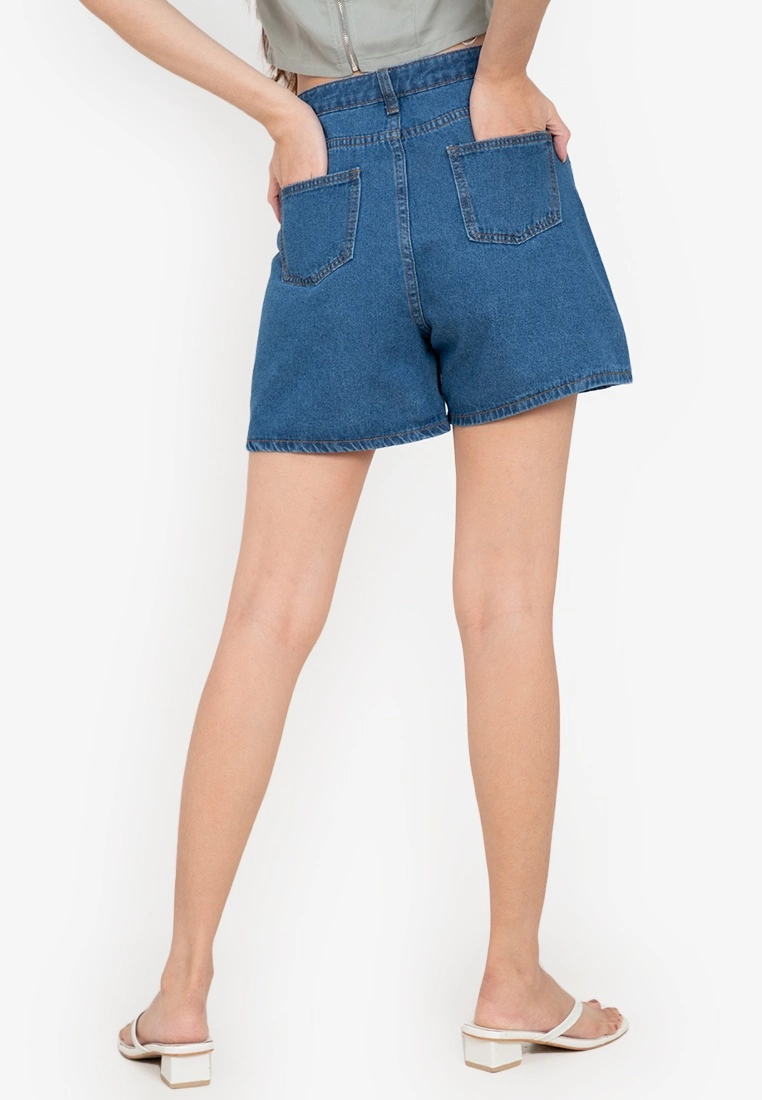 ZALORA BASICS High Rise Straight Leg Denim Shorts - Billede 2