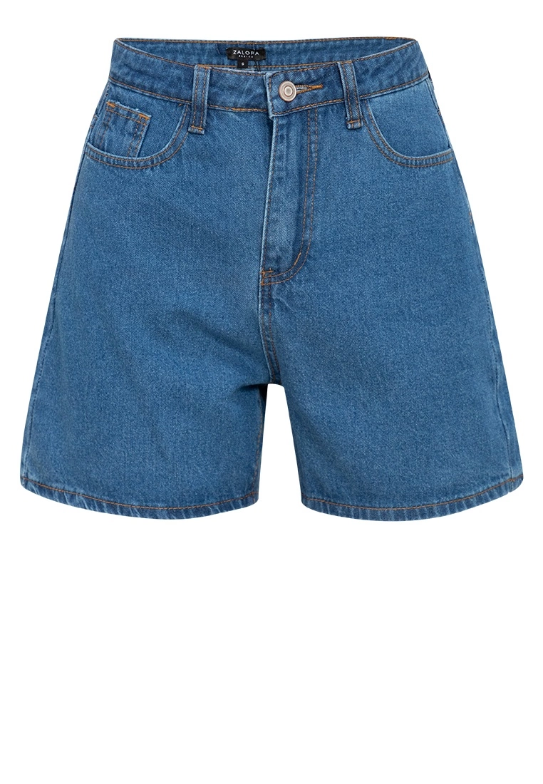 ZALORA BASICS High Rise Straight Leg Denim Shorts - Billede 5