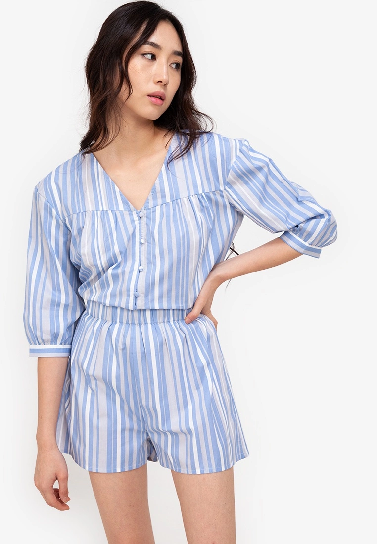 ZALORA BASICS Relaxed Fit Button Front Blouse