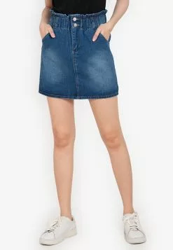 ZALORA BASICS Paperbag Denim Skirt