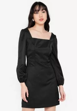 ZALORA BASICS Square Neck Puff Sleeve Dress