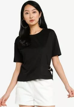 ZALORA BASICS Crew Neck Boxy Pocket Top