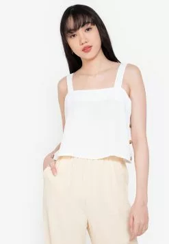 ZALORA BASICS 100% Recycled Polyester Button Cami Top
