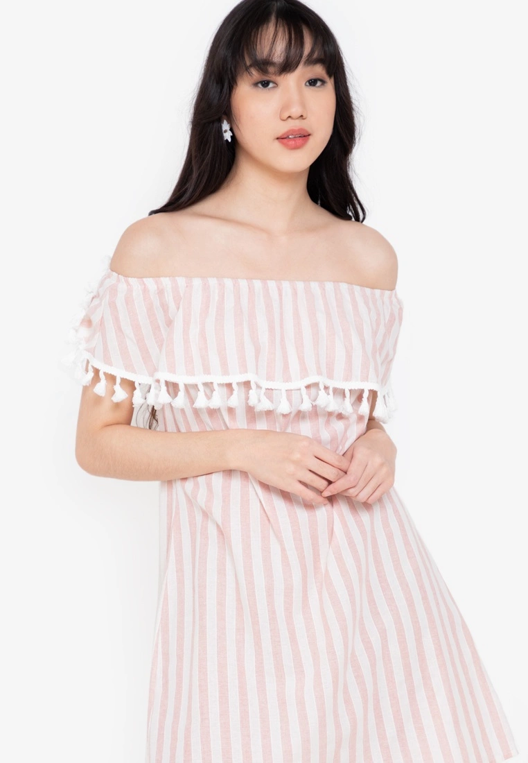 ZALORA BASICS Tassel Detail Off Shoulder Dress - Billede 3