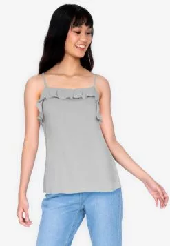 ZALORA BASICS Ruffle Front Spaghetti Top