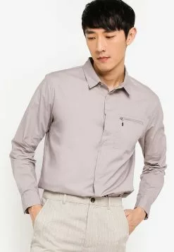 ZALORA BASICS Zip Pocket Long Sleeve Shirt