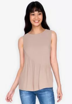 ZALORA BASICS Basic Asymmetric Frill Sleeveless Top